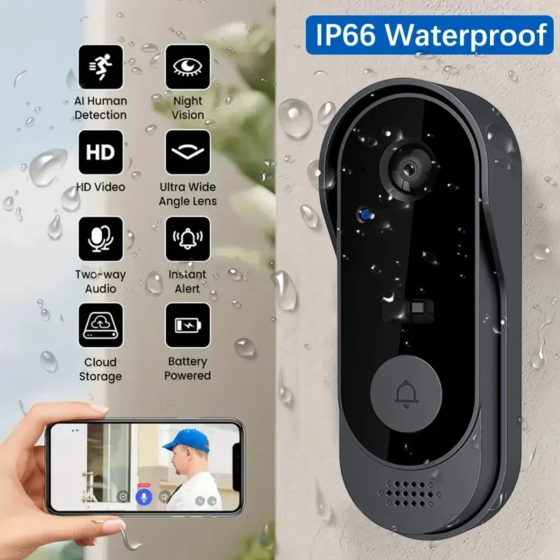 Smart Home Battery Camera - Video HD Kablosuz Su Geçirmez Kapı