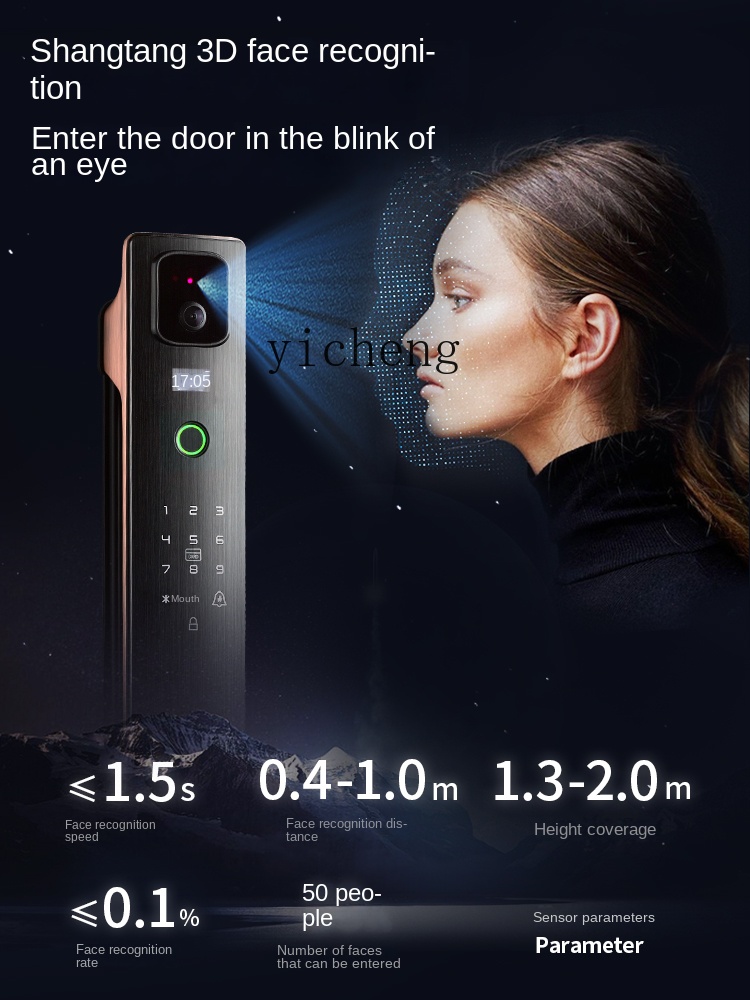 Smart Door Lock - cc293d Yüz Tanıma Akıllı Kilit Şifreli