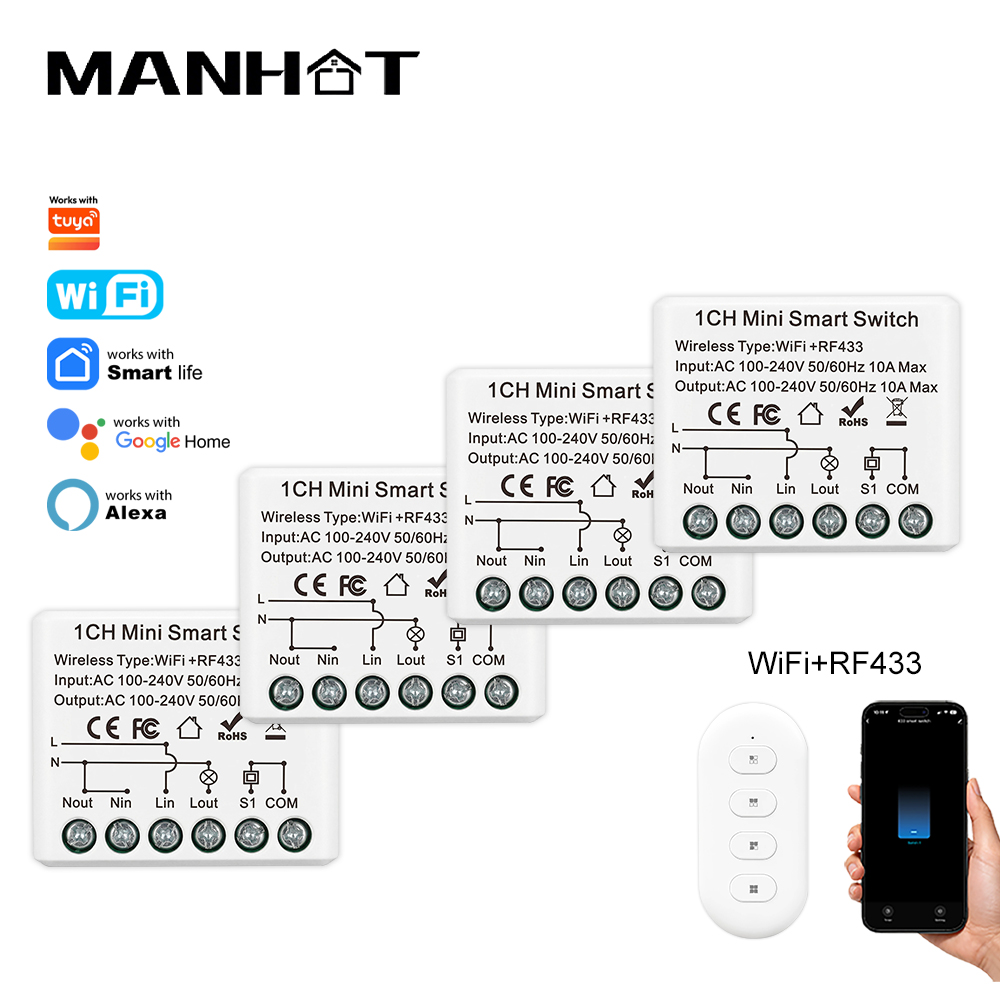 Smart Home Villa - 10A Mini WIFI Akıllı Anahtar RF433Mhz