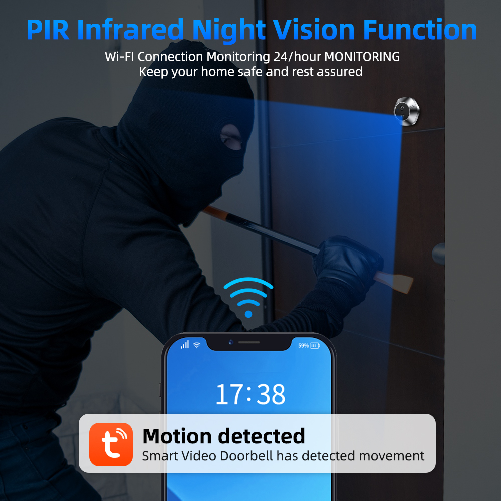 1080P WiFi Peephole Tuya Akıll - Smart Home Battery Camera incelemesi ve fiyatı